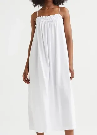 Біла сукня вільного крою на бретельках h&m3 фото