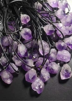 Кулон с фиолетовим камнем кольє подвеска изисканая подвеска кулон с натуральним камнем