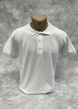 Белая мужская футболка-поло (с воротничком)