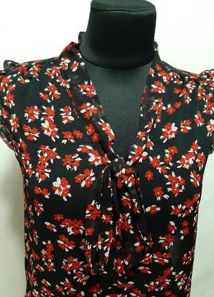 Шифоновая полупрозрачная блуза в цветочный принт размер м4 фото