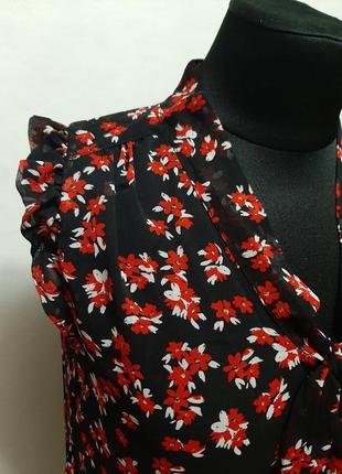 Шифонова напівпрозора блуза в квітковий принт розмір м5 фото
