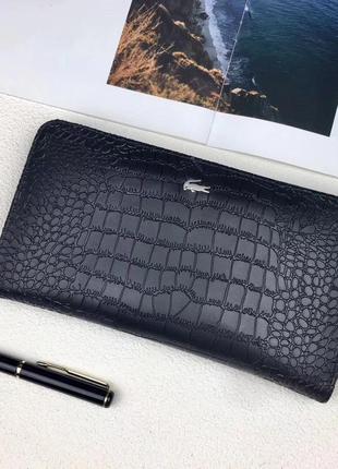 Подарочный набор lacoste мужской кошелек - клатч черный8 фото