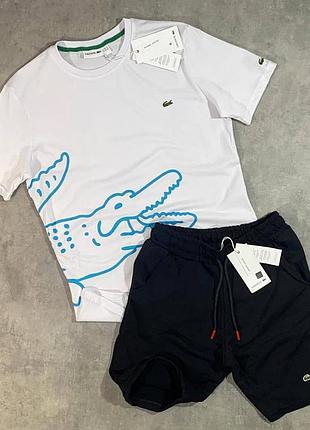 Шорты + футболка! базовый, спортивный костюм, летний комплект lacoste люкс