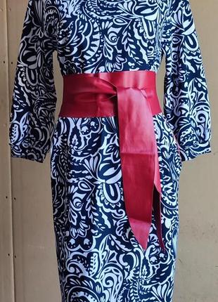 Стильна жіноча сукня міді з поясом рукав 3/4 розмір 52