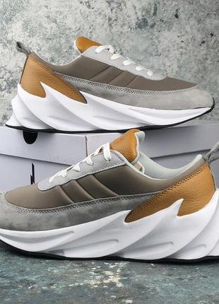 Мужские кроссовки адидас шаркс adidas sharks grey beige. серо бежевые демисезонные.