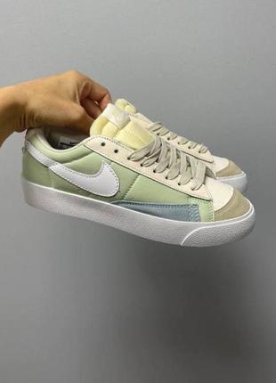 Nike blazer low beige green7 фото