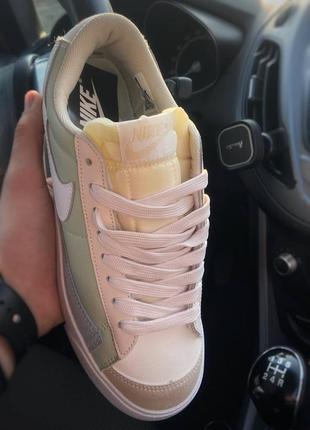 Nike blazer low beige green5 фото