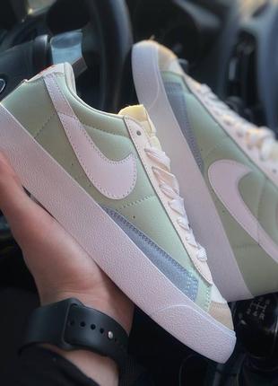 Nike blazer low beige green2 фото