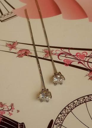 Серебряные серьги с бриллиантами и муаcсанитами 0.5 ct. муассанит8 фото