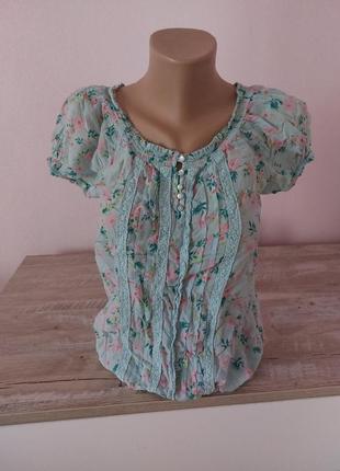 Блузка футболка топенька в цветочный принт