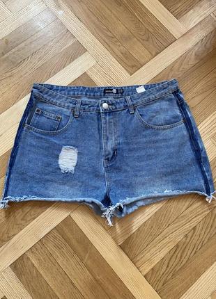 Балал большой размер стильные рваные джинсовые шорты шортики высокая посадка брюки штаники1 фото