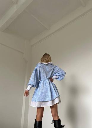 Стильне класичне класне красиве гарненьке зручне модне трендове просте плаття сукня  пудра блакитний5 фото
