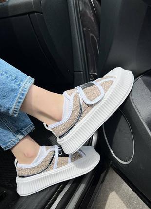 Platform sneakers жіночі стильні літні масивні кеди під бренд шанель бежеві беж висока платформа женские массивные кеды высокая подошва весна лето