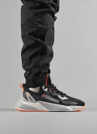 Мужские кроссовки baas run 9000l black white orange, стильная мужская обувь1 фото
