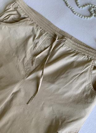 Песочные укороченные брюки-капри (карго) из хлопка3 фото