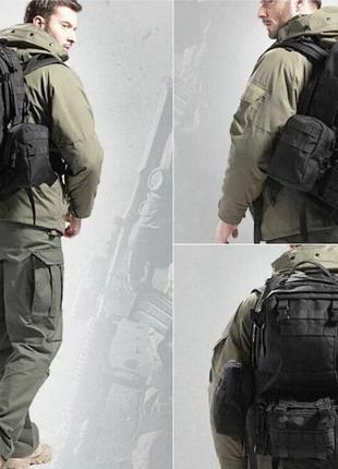 Рюкзак для походов, кемпинга, охоты и рыбалки с подсумками 56 л kryptek black python