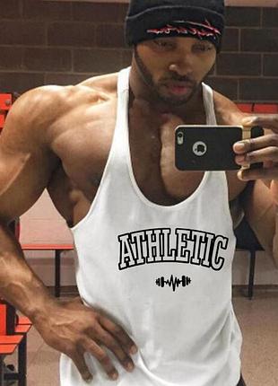 Майка мужская для бодибилдинга "athletic" белая