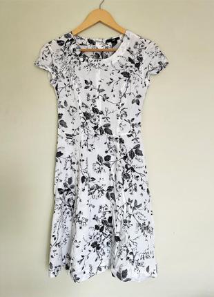 Летнее платье в цветочный принт h&m xs-s натуральная ткань сарафан1 фото