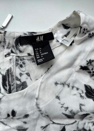 Летнее платье в цветочный принт h&m xs-s натуральная ткань сарафан5 фото