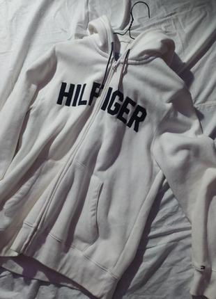 Зіп худі білого кольору tommy hilfiger