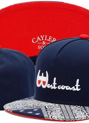Кепка сніпбек west coast темно-синя з червоним