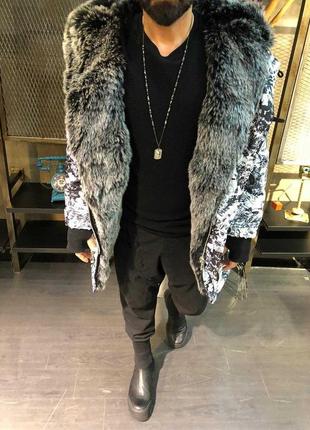 Мужская зимняя куртка "open" белая/черная