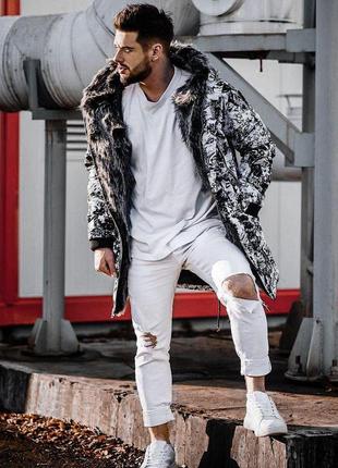 Мужская зимняя куртка "open" белая/черная