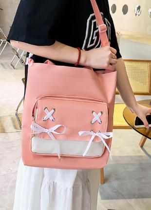 Рюкзак рожевий комплект 4 в 1 для міста та школи, набір сумок/fs-18553 фото