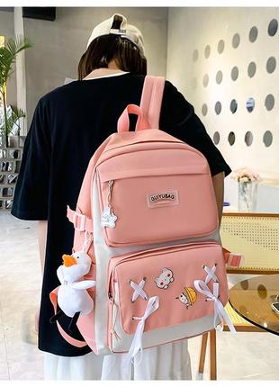 Рюкзак рожевий комплект 4 в 1 для міста та школи, набір сумок/fs-18554 фото