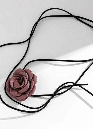Роза на шею, чокер трендовый, чокер с розой, шелковая роза, украшение на шею, трендовый чокер4 фото