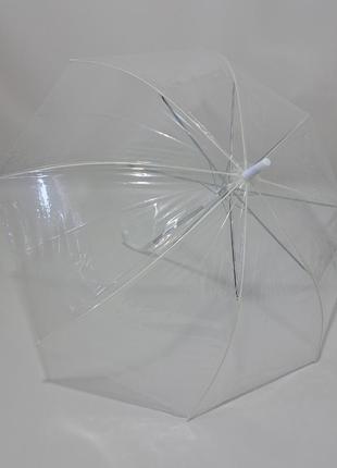 Прозрачный зонтик трость 8 карбоновых спиц1 фото