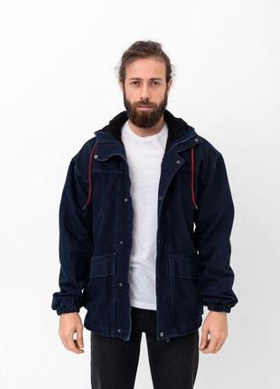 Куртка мужская джинсовая утепленная с капюшоном "denim agr" темно-синяя