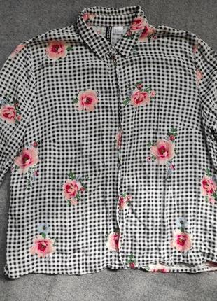 Рубашка в клеточку с цветами divided1 фото
