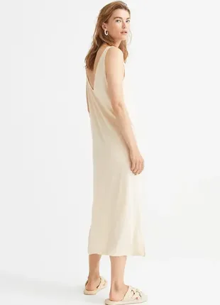 Нове!базове натуральне оверсайз сукня- майка/плаття –міді з розрізом/сарафан в рубчик h&m2 фото