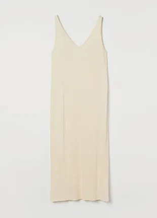 Нове!базове натуральне оверсайз сукня- майка/плаття –міді з розрізом/сарафан в рубчик h&m8 фото