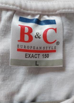 Чоловіча біла футболка b&c 48р.l, бавовна6 фото