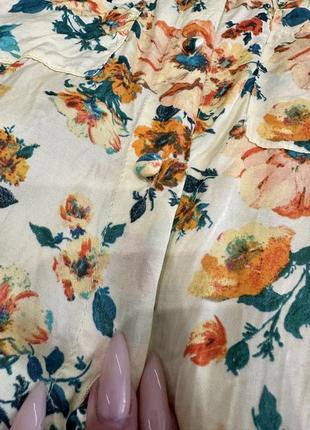 Роскошная сктиновая рубашка-гавайка от zara в цветочный принт6 фото