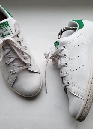 15618 кожаные белоснежные бомбезные кроссовки adidas stan smith