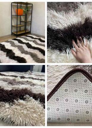 Хутряні ворсисті килимки травка 120*160 см із довгим ворсом2 фото
