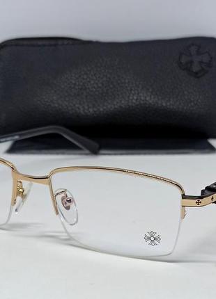 Chrome hearts titanium очки имиждевые оправа для очков золотистая полуободковая титановая