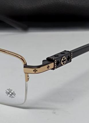 Chrome hearts titanium очки имиждевые оправа для очков золотистая полуободковая титановая3 фото