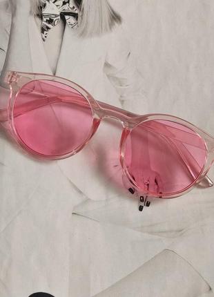 Дитячі круглі стильні окуляри сонцезахисні яскраво-рожевий1 фото