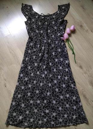 Елегантне віскозне плаття максі debenhams/довга чорна розкльошена сукня у квітковий принт3 фото