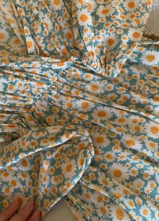Платье сарафан миди на резинке в цветочек4 фото