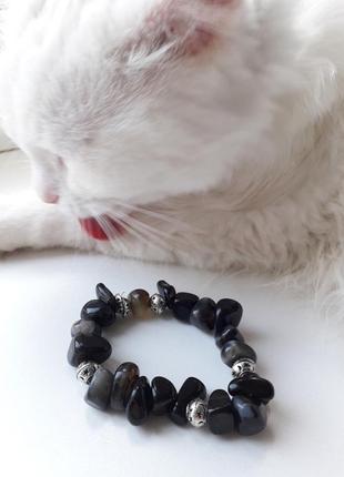 Браслет чёрные натуральные камни