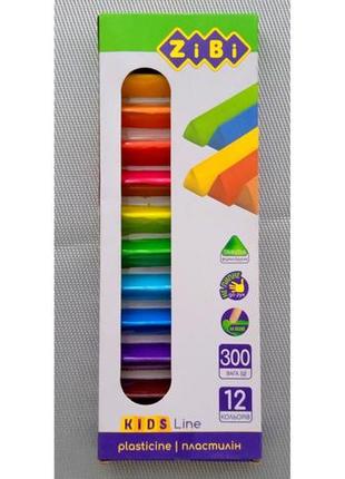 Пластилін zibi kids line 12 кольорів, 300 г