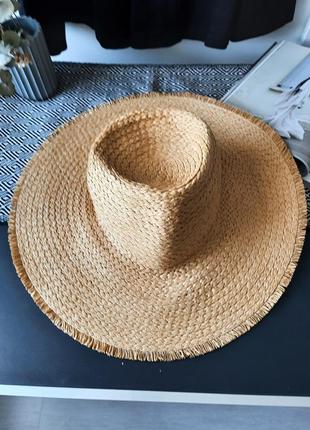 Шляпа шляпа широкополая соломенная рафия papir натуральная тренд4 фото