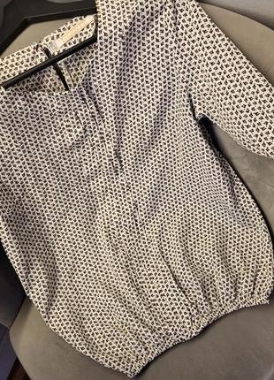 Блуза рубашка свитшот на резинке принт легкая лето весна осень4 фото