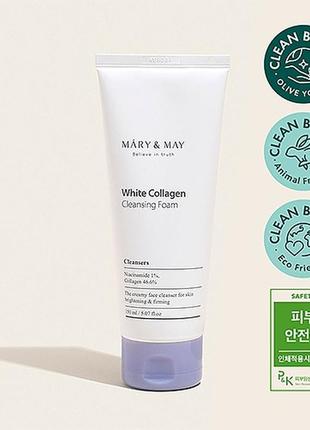 Пенка с коллагеном и ниацинамидом mary&may white collagen cleansing foam2 фото