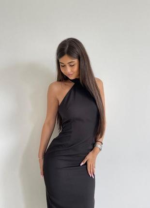 Платье миди черное платье по фигуре с открытой спиной3 фото